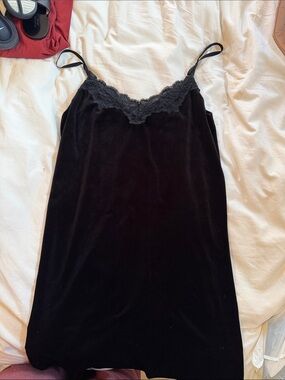PINK Victoria's Secret Black Velvet Lace-Trim Cami